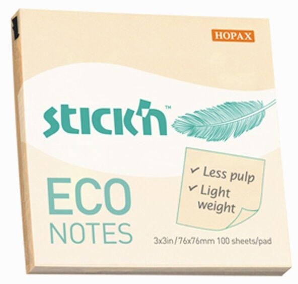 Gıpta Eco Notes Yapışkanlı Not Kağıdı 76x76 100 yp Pastel Sarı