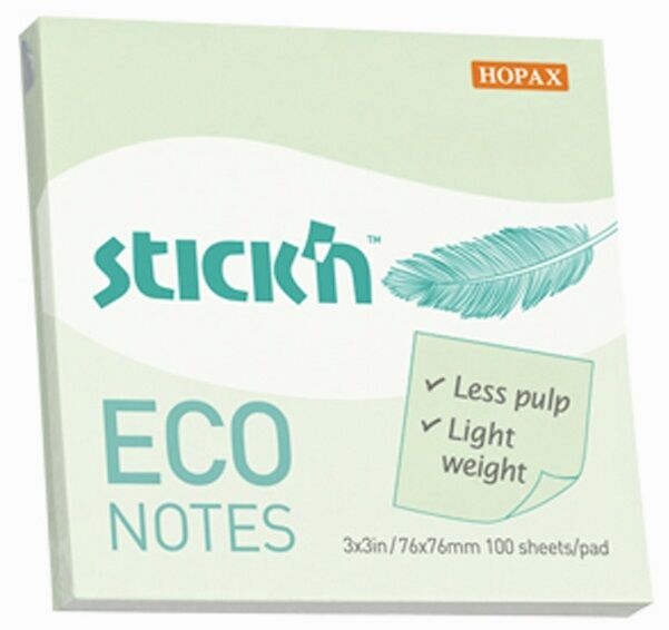 Gıpta Eco Notes Yapışkanlı Not Kağıdı 76x76 100 yp Pastel Yeşil