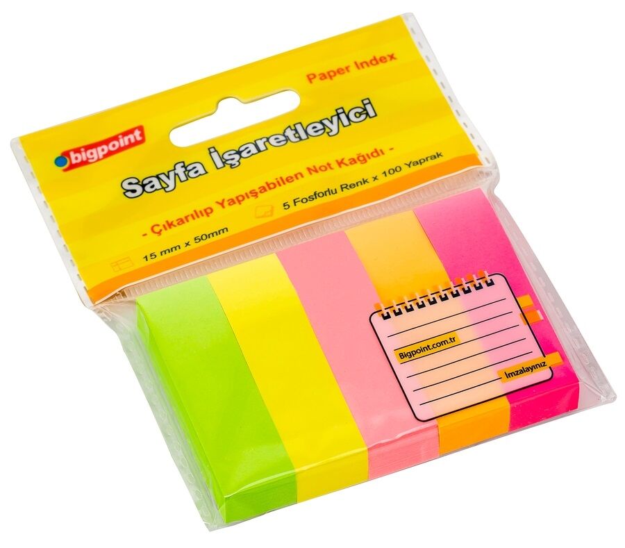 Bigpoint Yapışkanlı Notluk 5x100 5 Renk