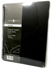 Fabio Ricci Black A4 Spiralli Sert Kapak 50 yp Çizgisiz Defter