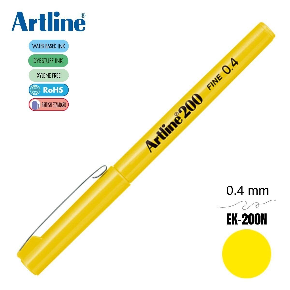 Artline 200 Fine Keçe Uçlu Yazı Kalemi 0.4mm Sarı