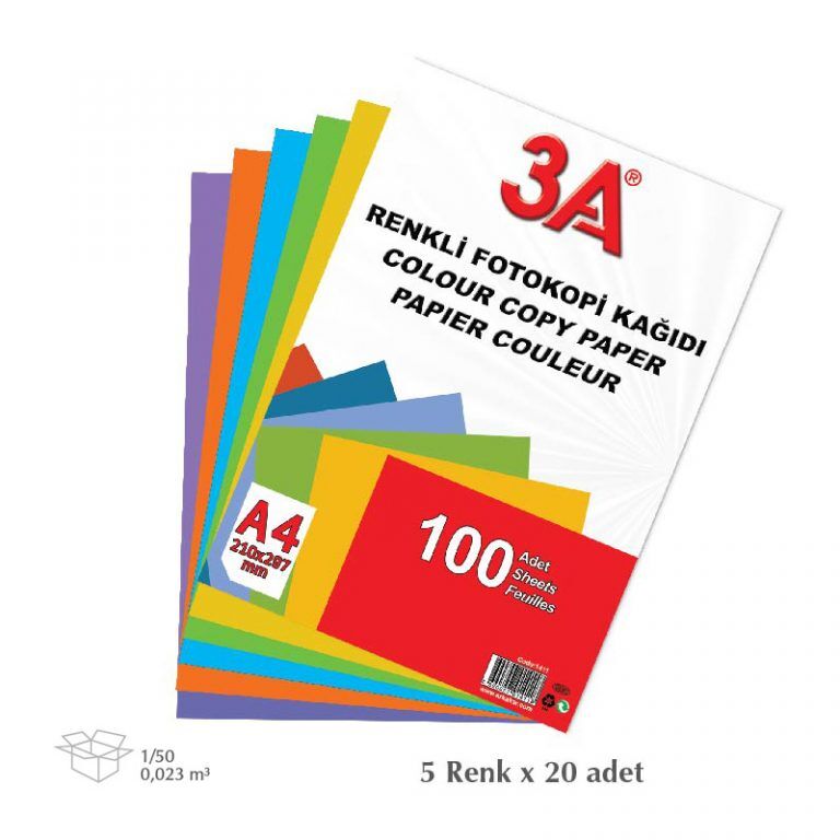 3A Renkli Fotokopi Kağıdı 100'lü
