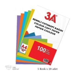 3A Renkli Fotokopi Kağıdı 100'lü