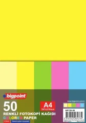 Bigpoint A4 Renkli Fotokopi Kağıdı 5 Renk 50'li Paket