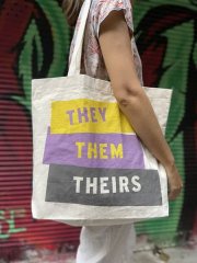 They-Them-Theirs Kanvas Çanta - Krem
