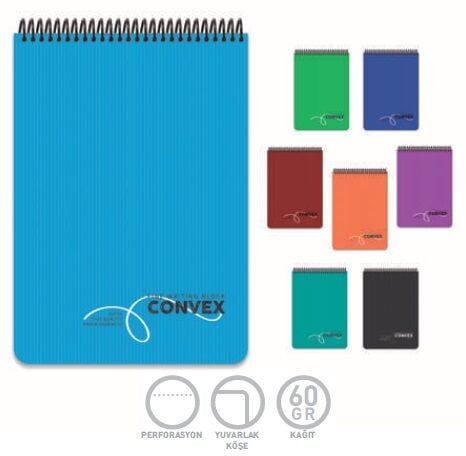 Convex A4 PP Kapak Bloknot 100 yp Çizgili Defter