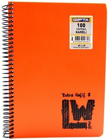 LW A4 Spiralli PP Kapak Defter 80 yp Kareli